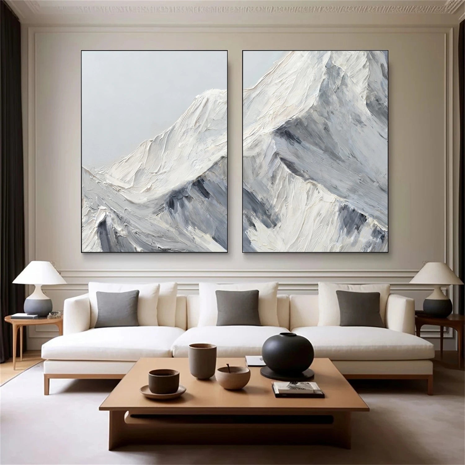 Minimalist Mountain Textured Canvas Art #BT057