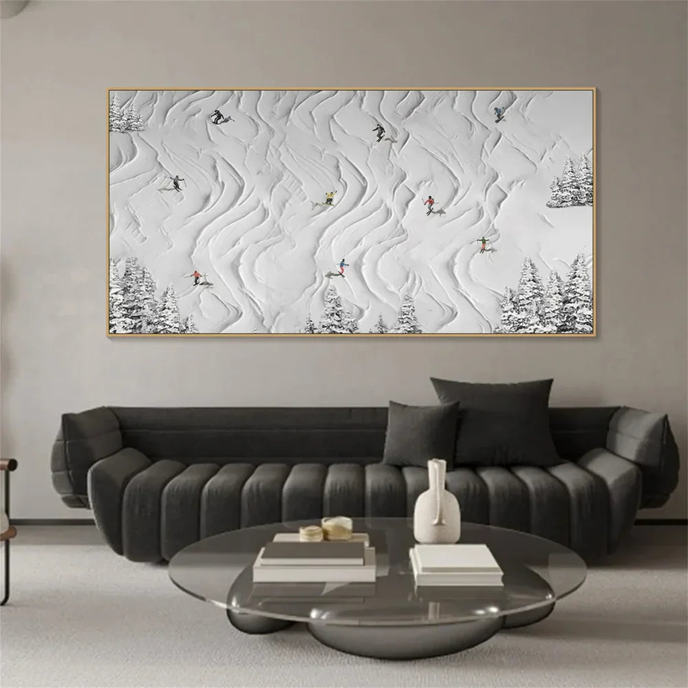 Skiing Sport Textured Canvas Painting #PB001