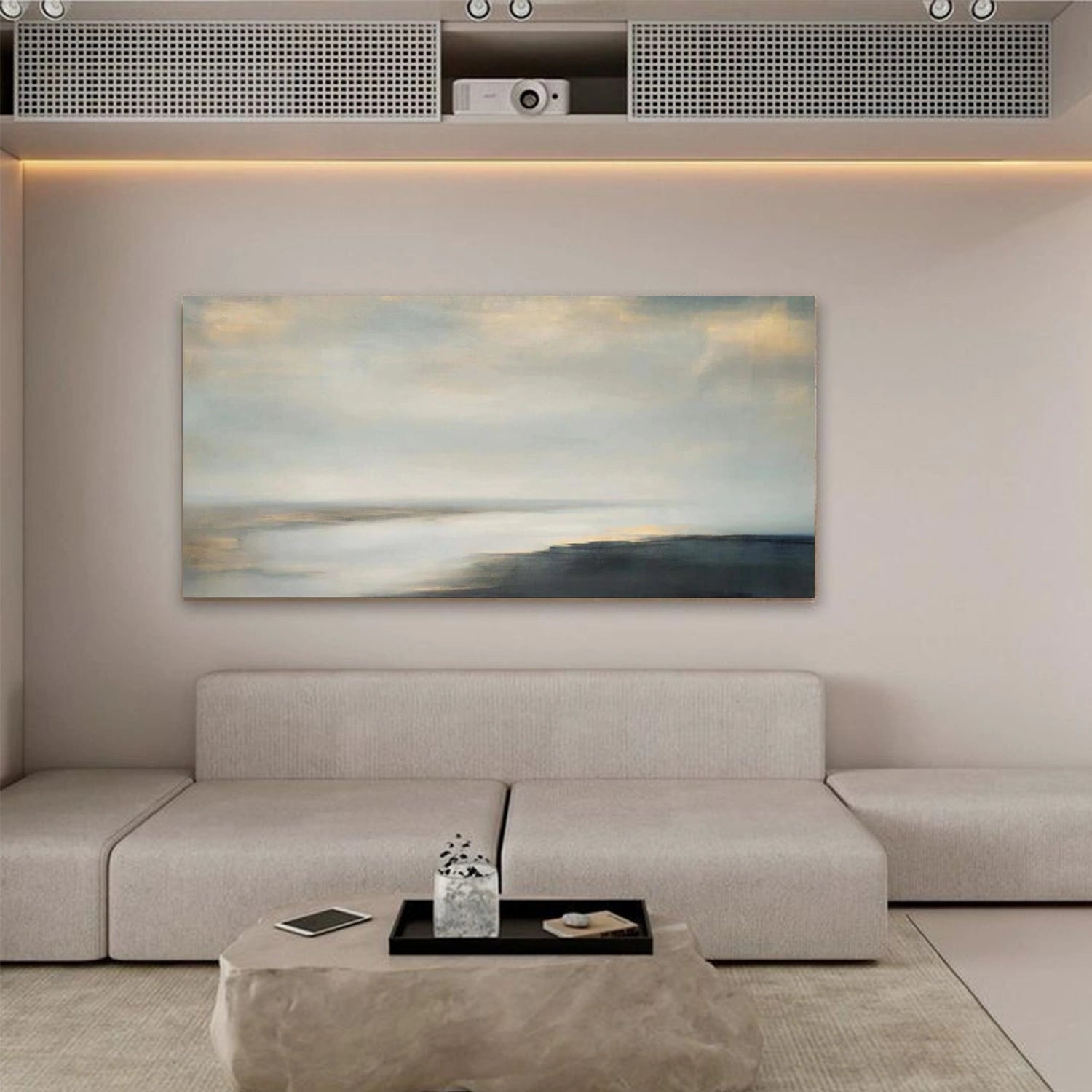 Abstract Ocean And Sky Canvas Art #OC076