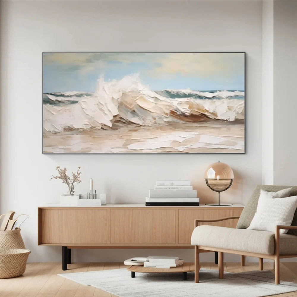 Abstract Ocean And Sky Textured Canvas Art #OC069