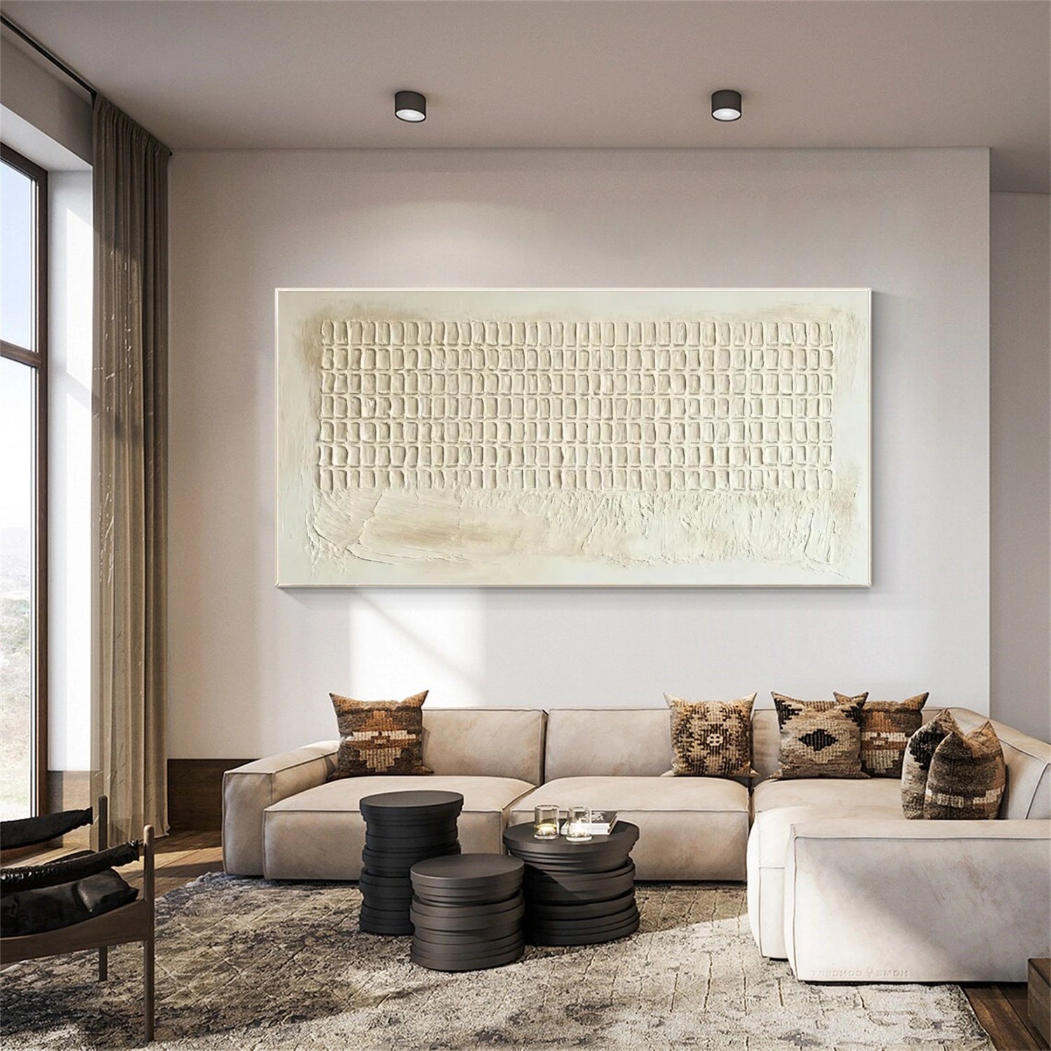 Beige Minimalist Textured Canvas Art #WM080