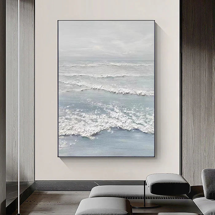Minimalist Ocean And Sky Textured Canvas Art #OC046