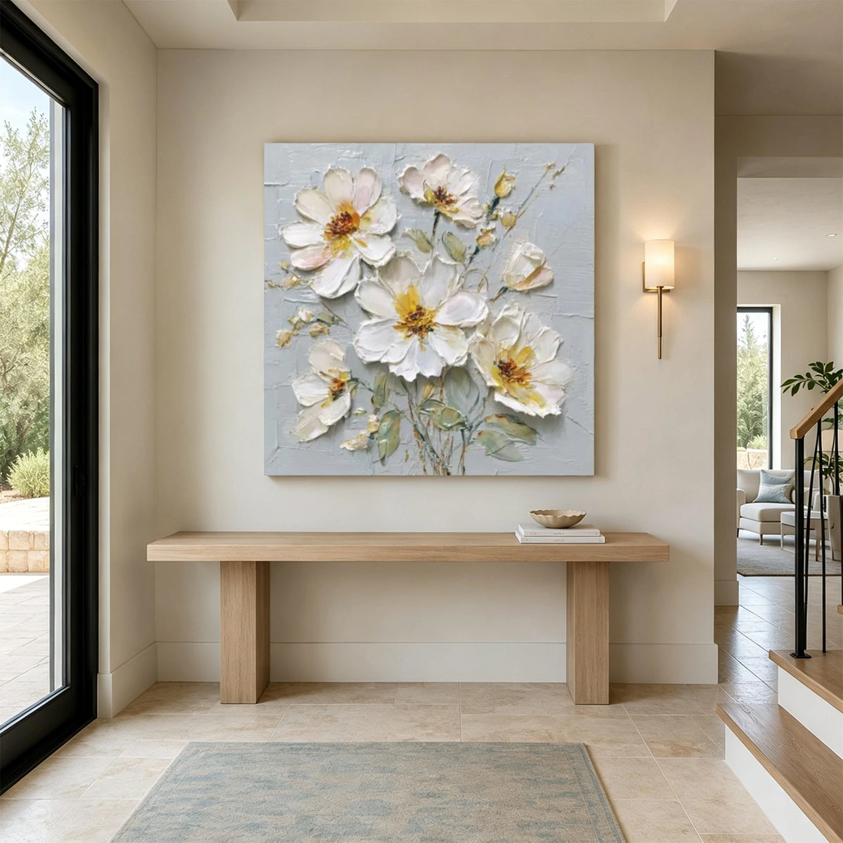 Abstract Flower And Tree Textured Canvas Art #MF230