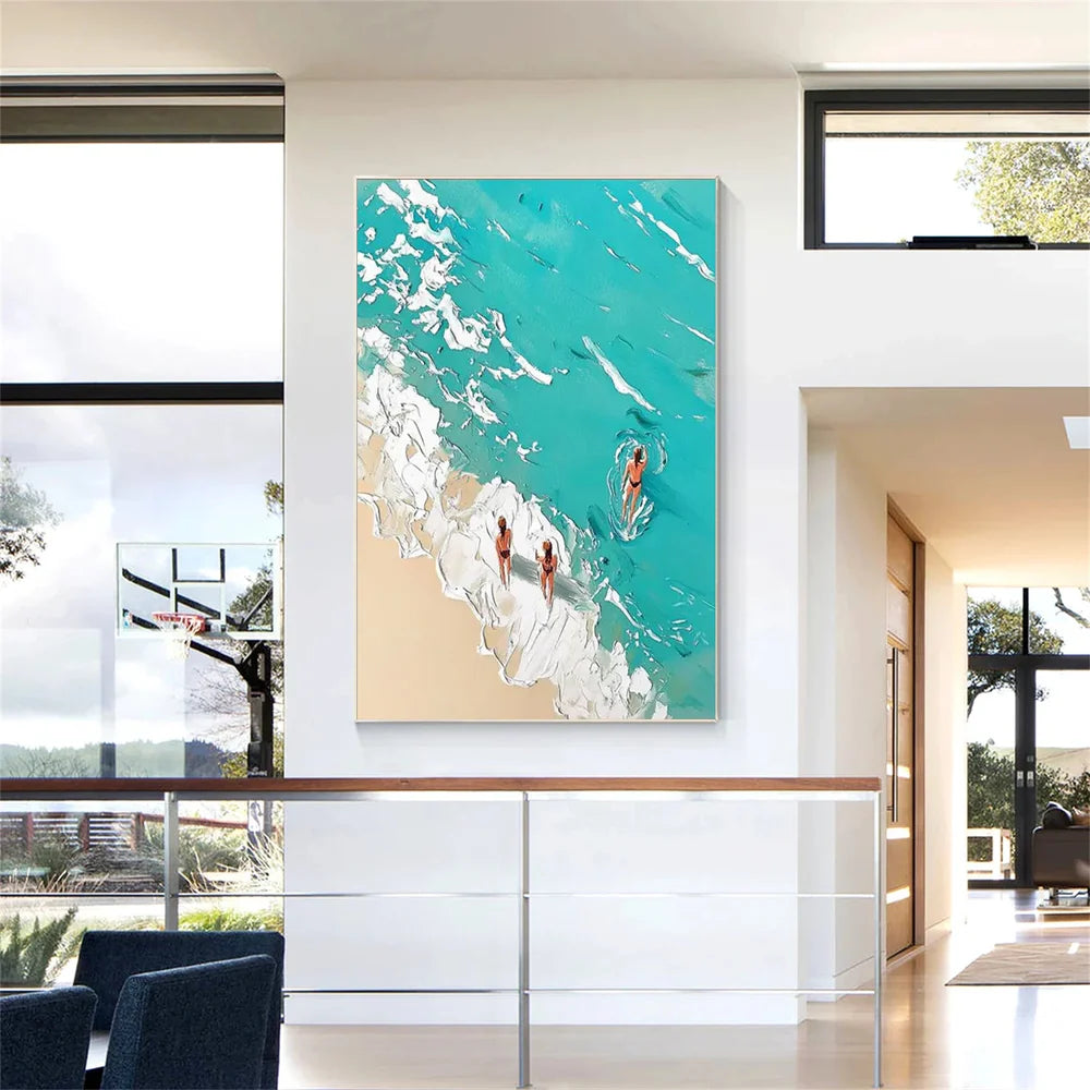 Swimming Sport Textured Canvas Painting #PB022