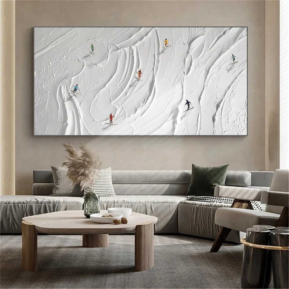 Skiing Sport Textured Canvas Painting #PB010