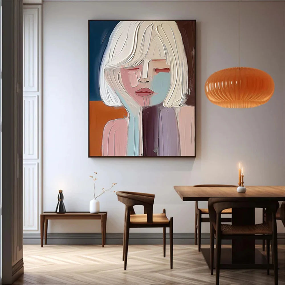Colorful Abstract Portrait Textured Wall Art # LA022