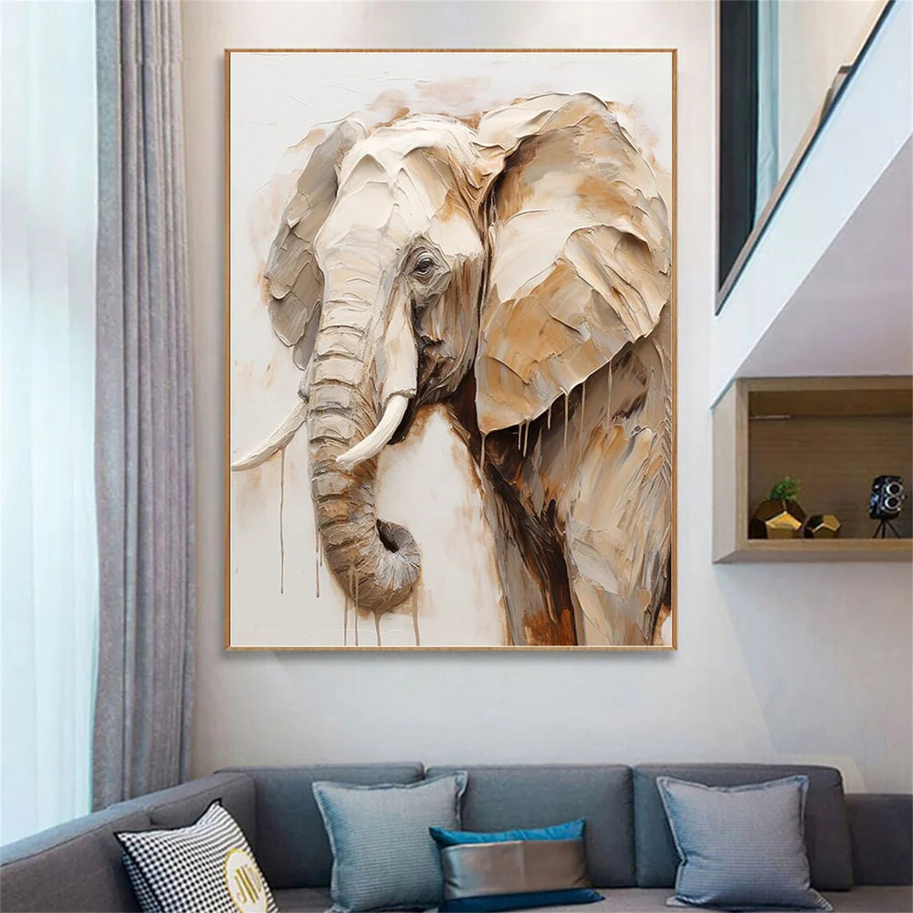 Beige & Brown Abstract Animal Canvas Art #DW038