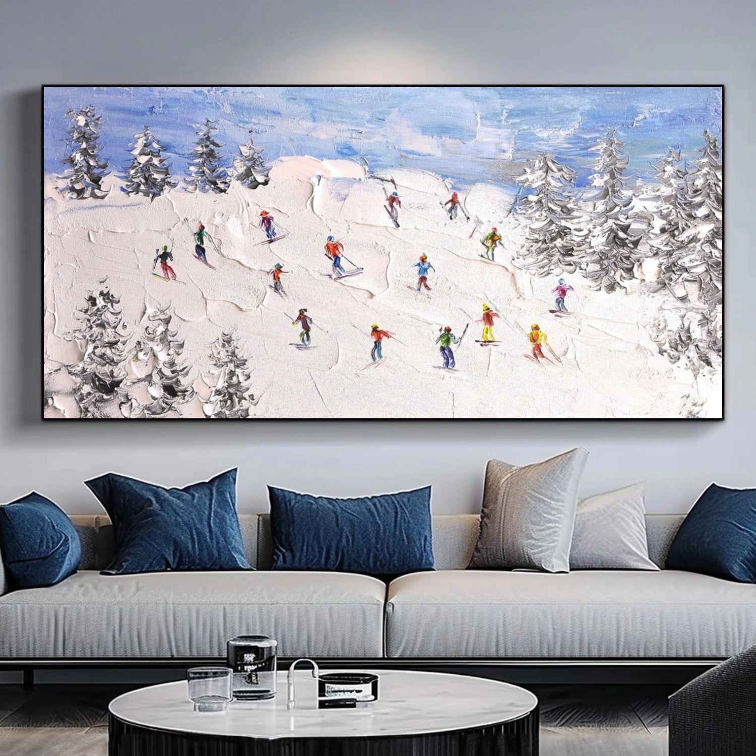Skiing Sport Textured Canvas Painting #PB052