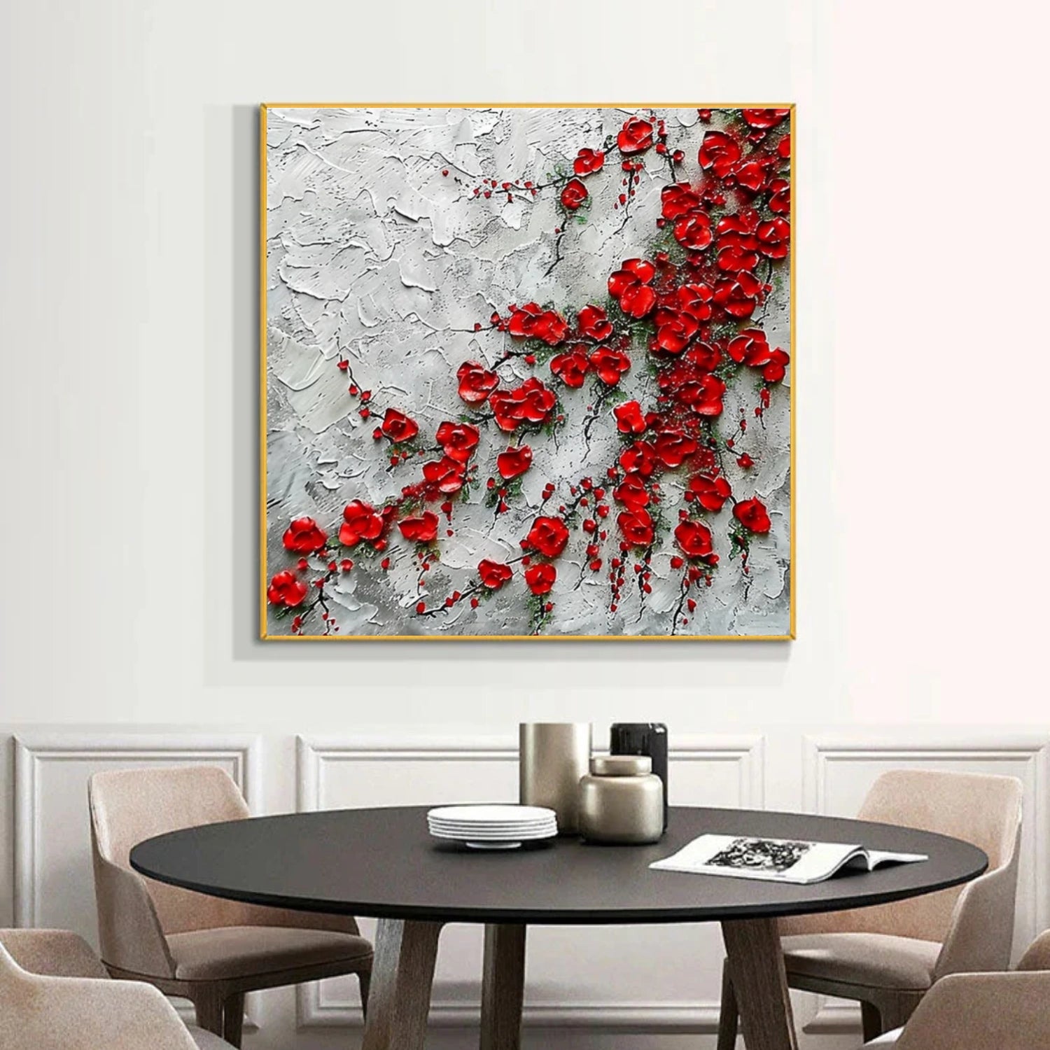 Minimalist Flower And Tree Textured Canvas Art #MF119