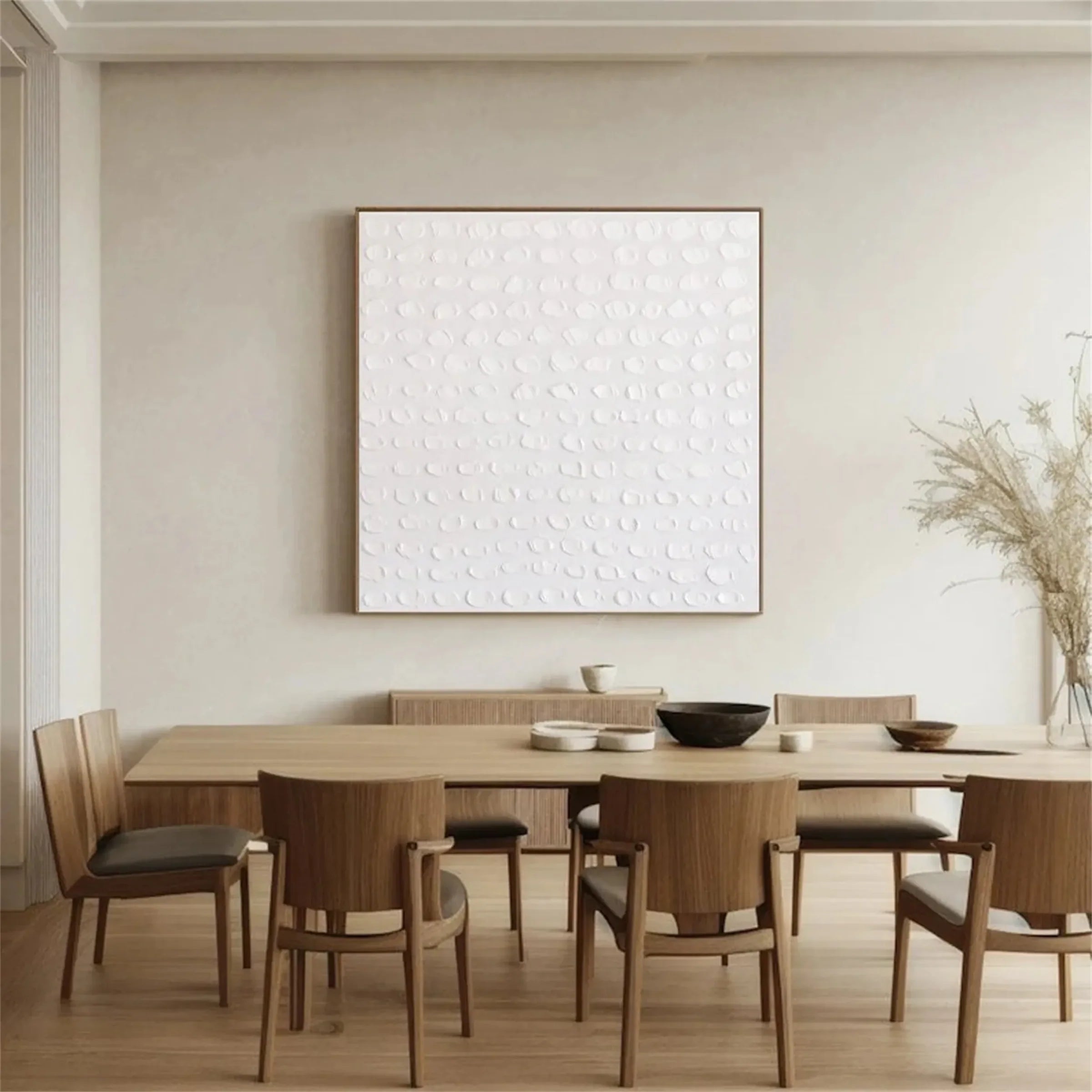 White Minimalist Textured Wall Art #WM077