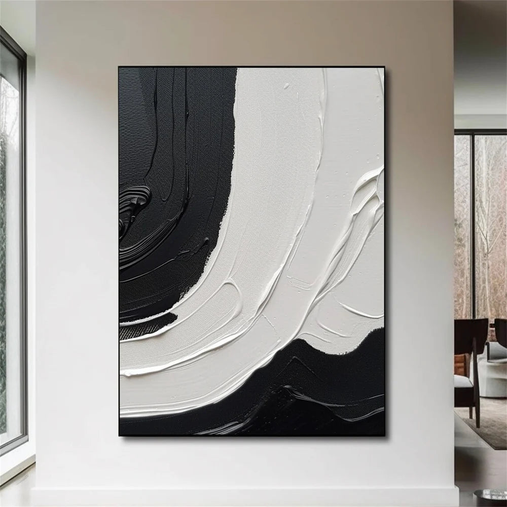 Black and White Minimalist Textured Canvas Art #WZ059