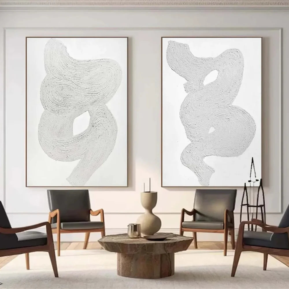 White Minimalist Wall Art Set of 2 #WM044