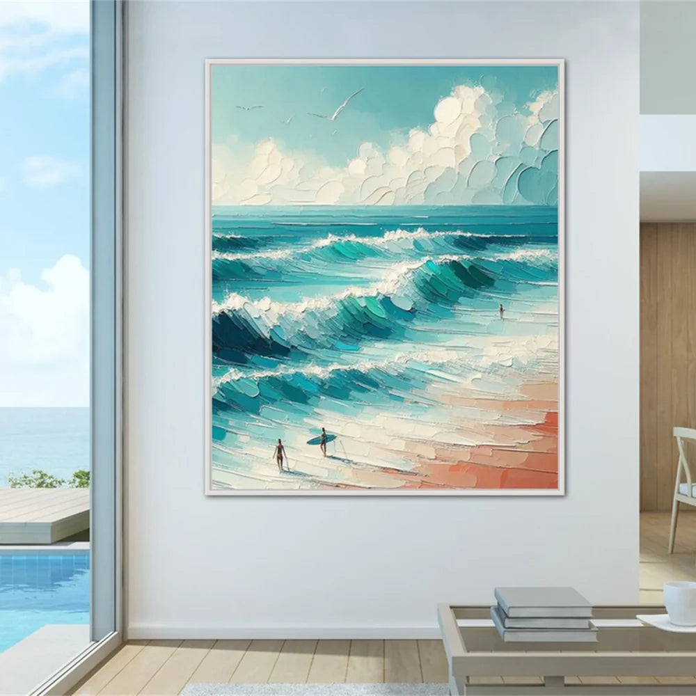 Surfing Sport Textured Canvas Painting #PB026