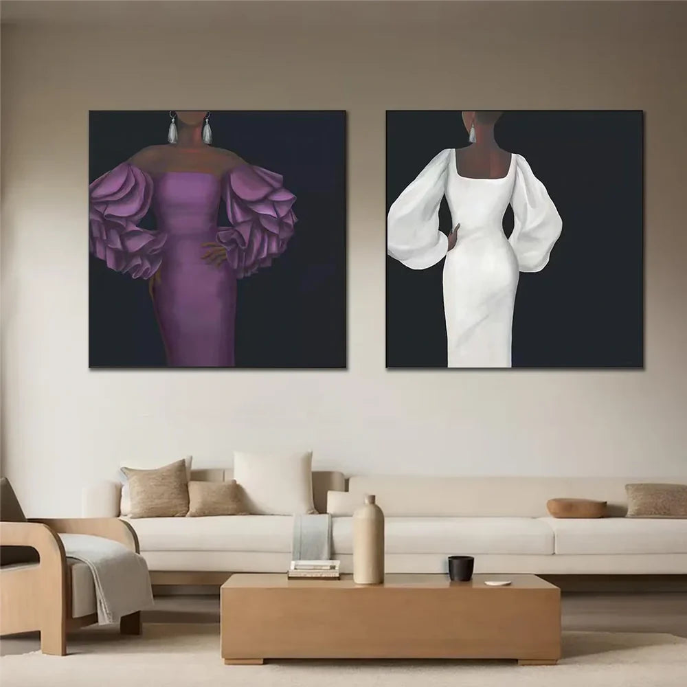 Abstract Portrait Textured Wall Art Square Set of 2 #LA025