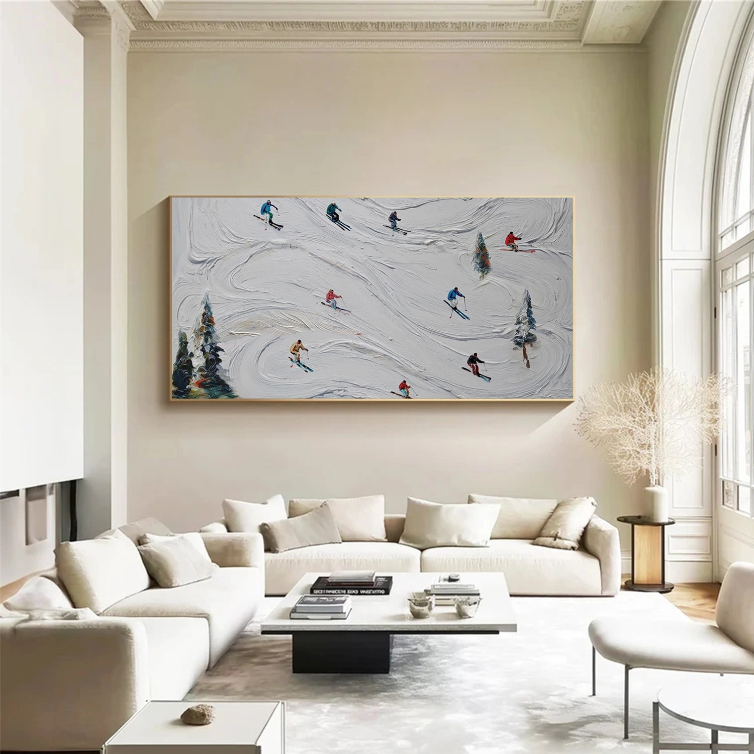 Skiing Sport Textured Canvas Painting #PB069