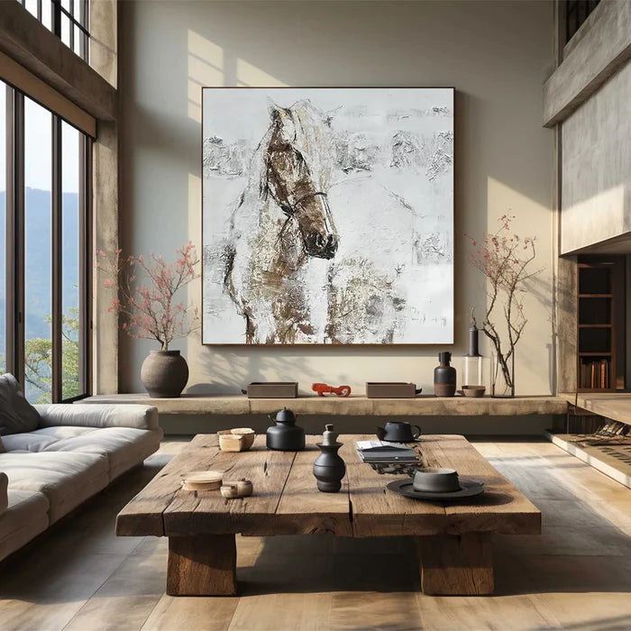 Abstract Animal Horse Textured Canvas Art #DW043