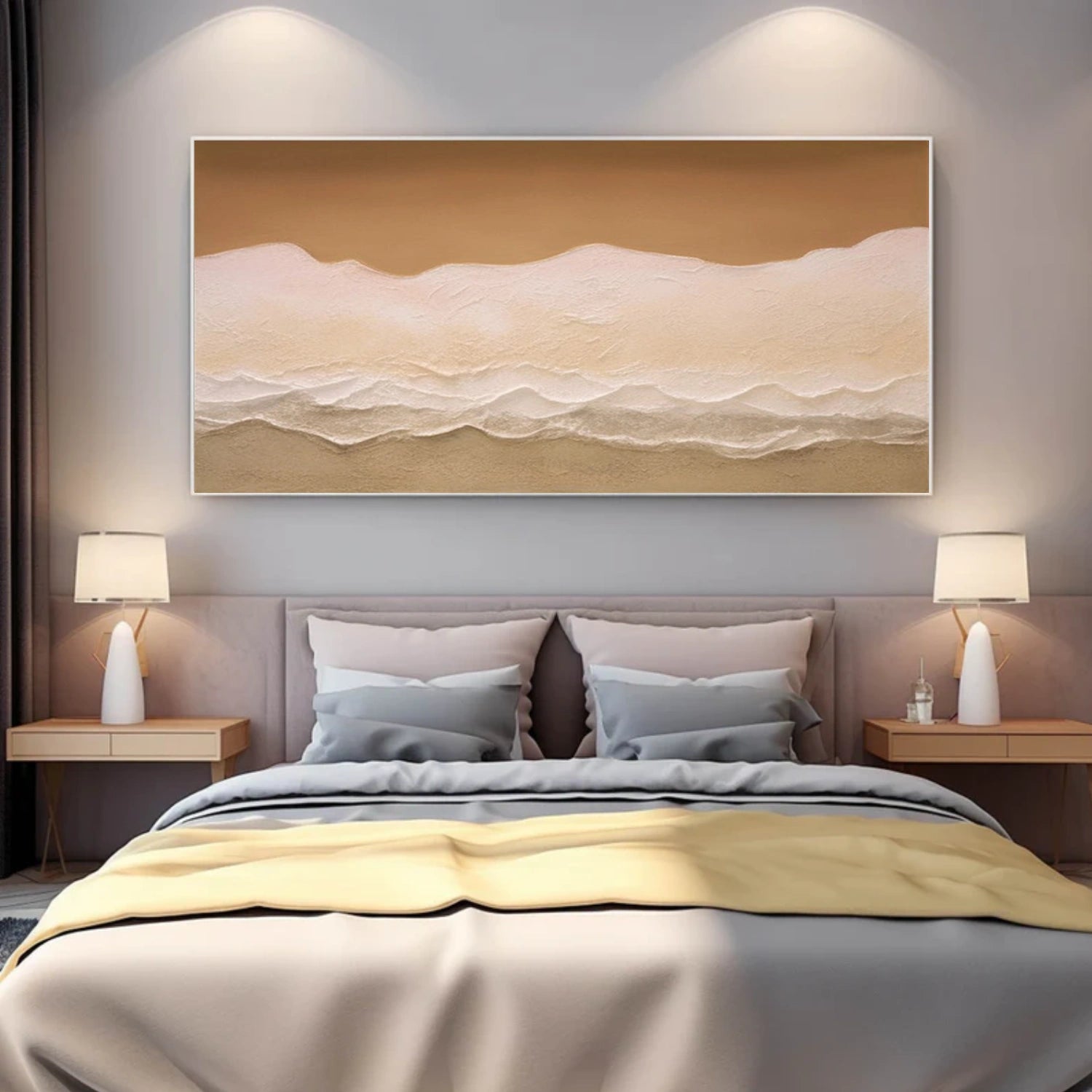 Minimalist Ocean And Sky Textured Canvas Art #OC179