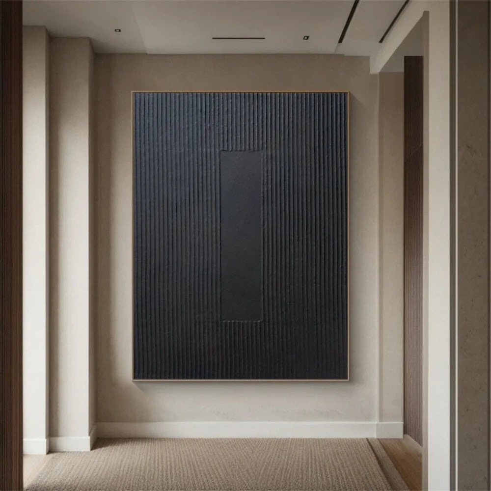 Black Minimalist Textured Canvas Art #WZ080