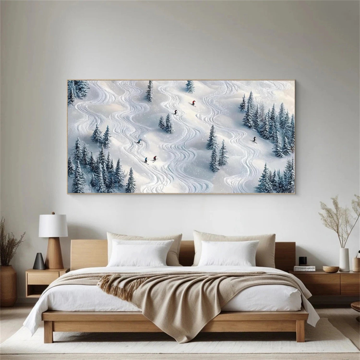 Skiing Sport Textured Canvas Painting #PB060