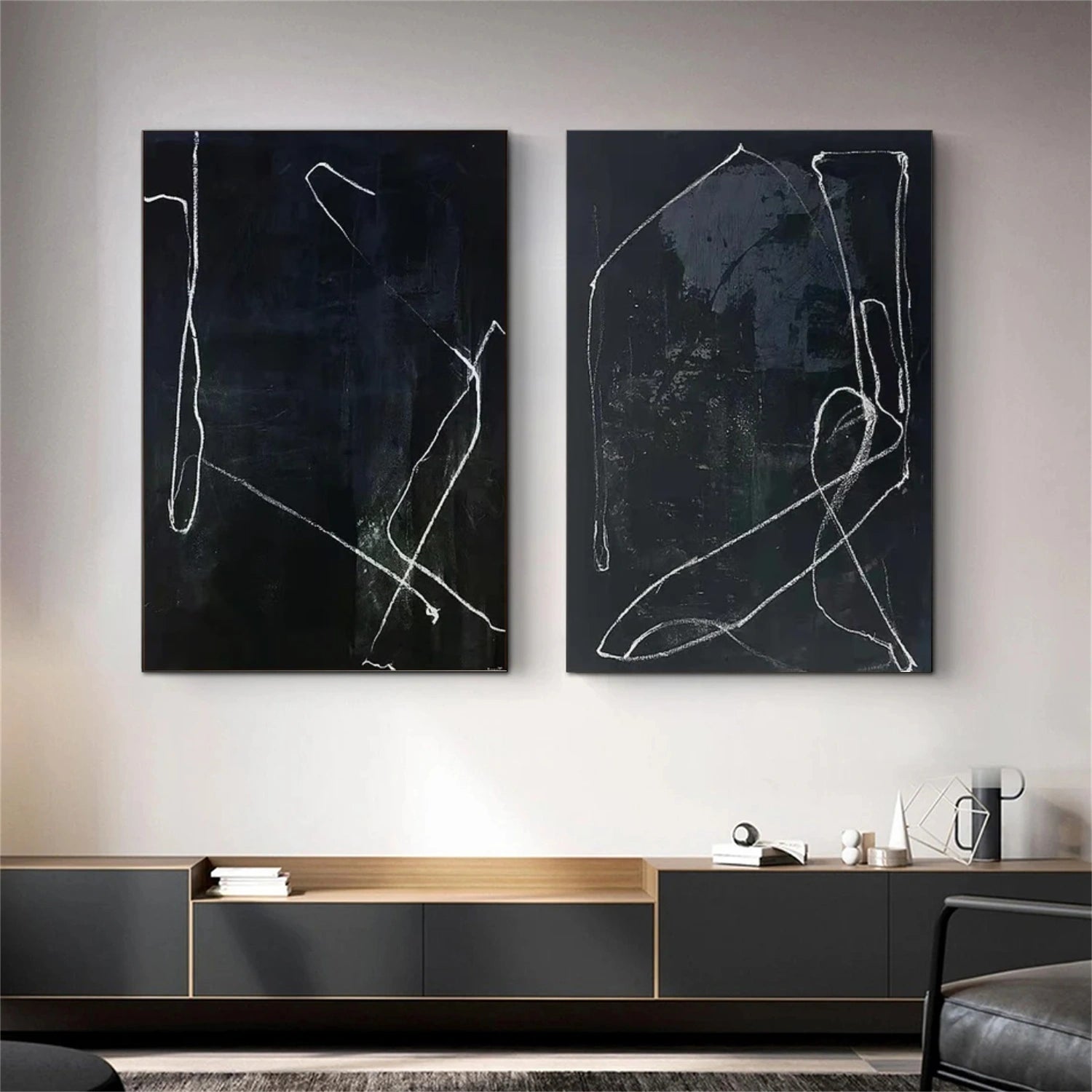 Black and White Wabi Sabi Wall Art Set of 2 #VS134
