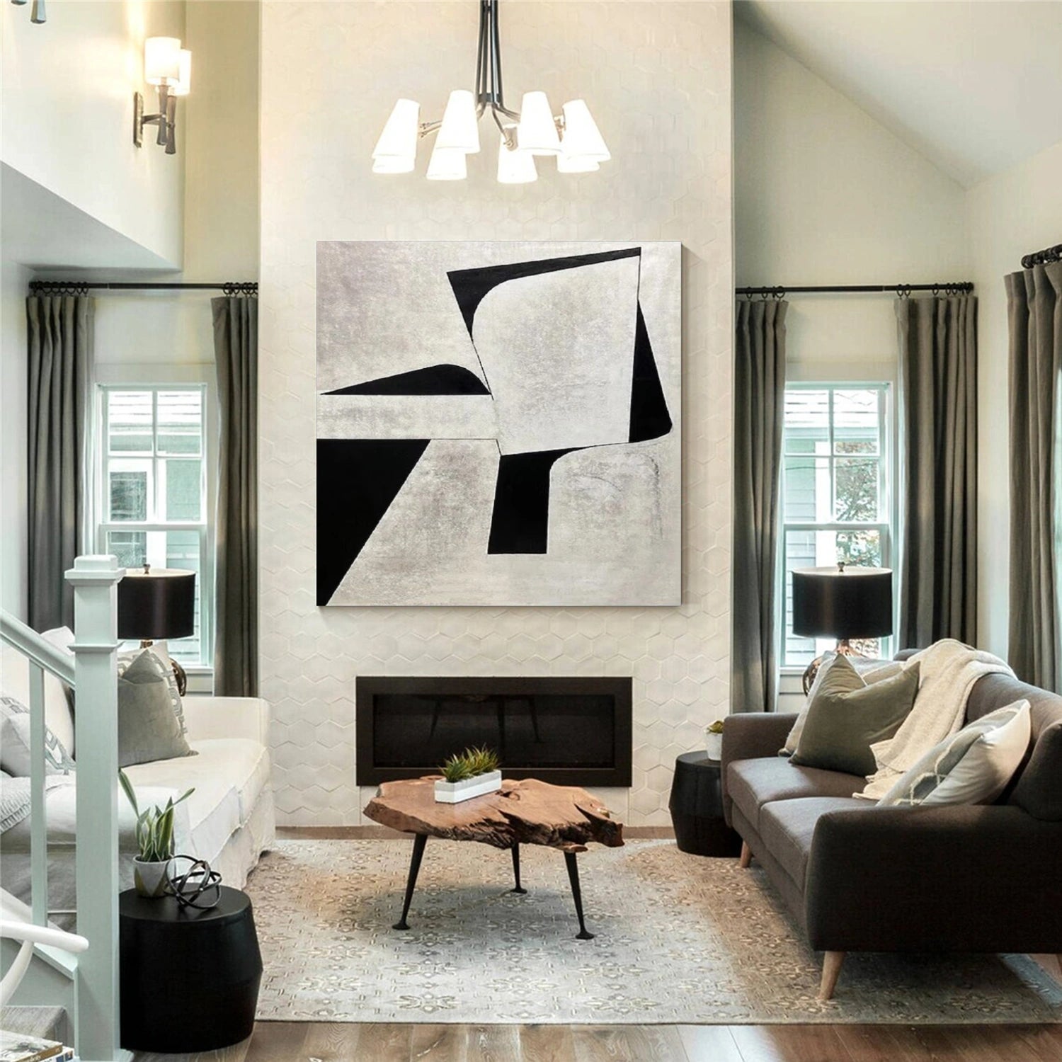 Black and White Minimalist Canvas Art #WZ098