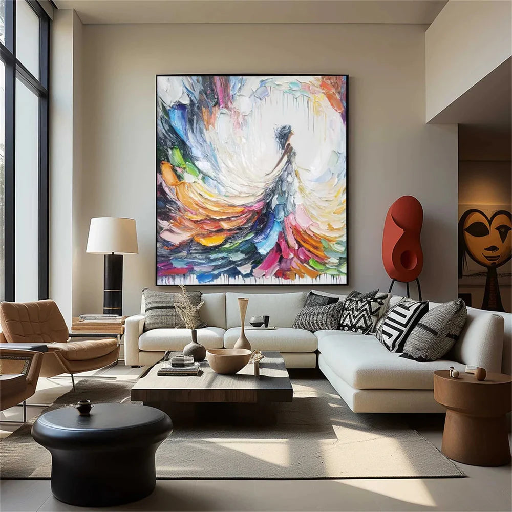 Colorful Abstract Portrait Textured Wall Art # LA014