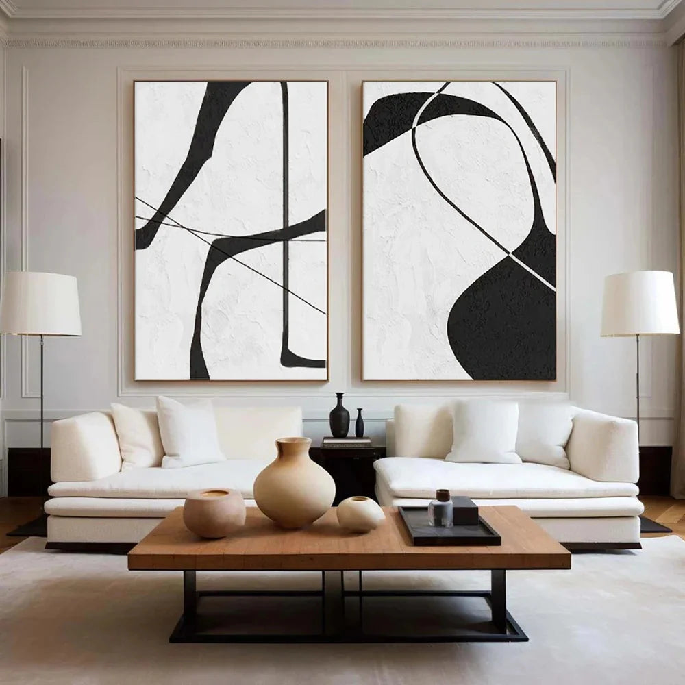 White & Black Wabi Sabi Wall Art Set of 2 #VS002