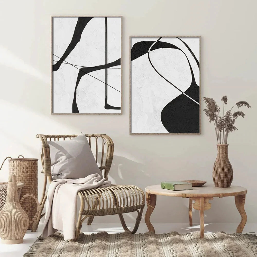 White & Black Wabi Sabi Wall Art Set of 2 #VS002