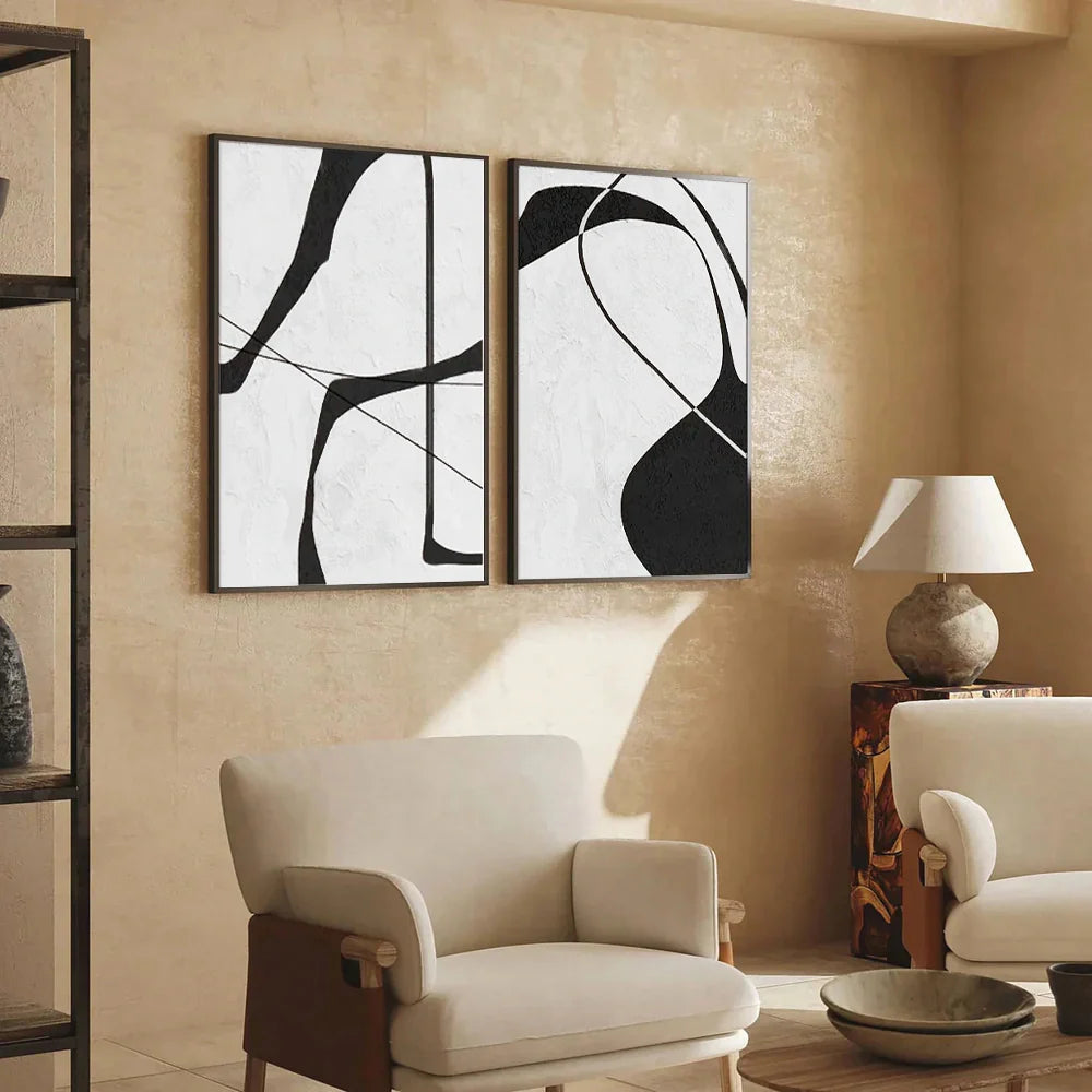White & Black Wabi Sabi Wall Art Set of 2 #VS002