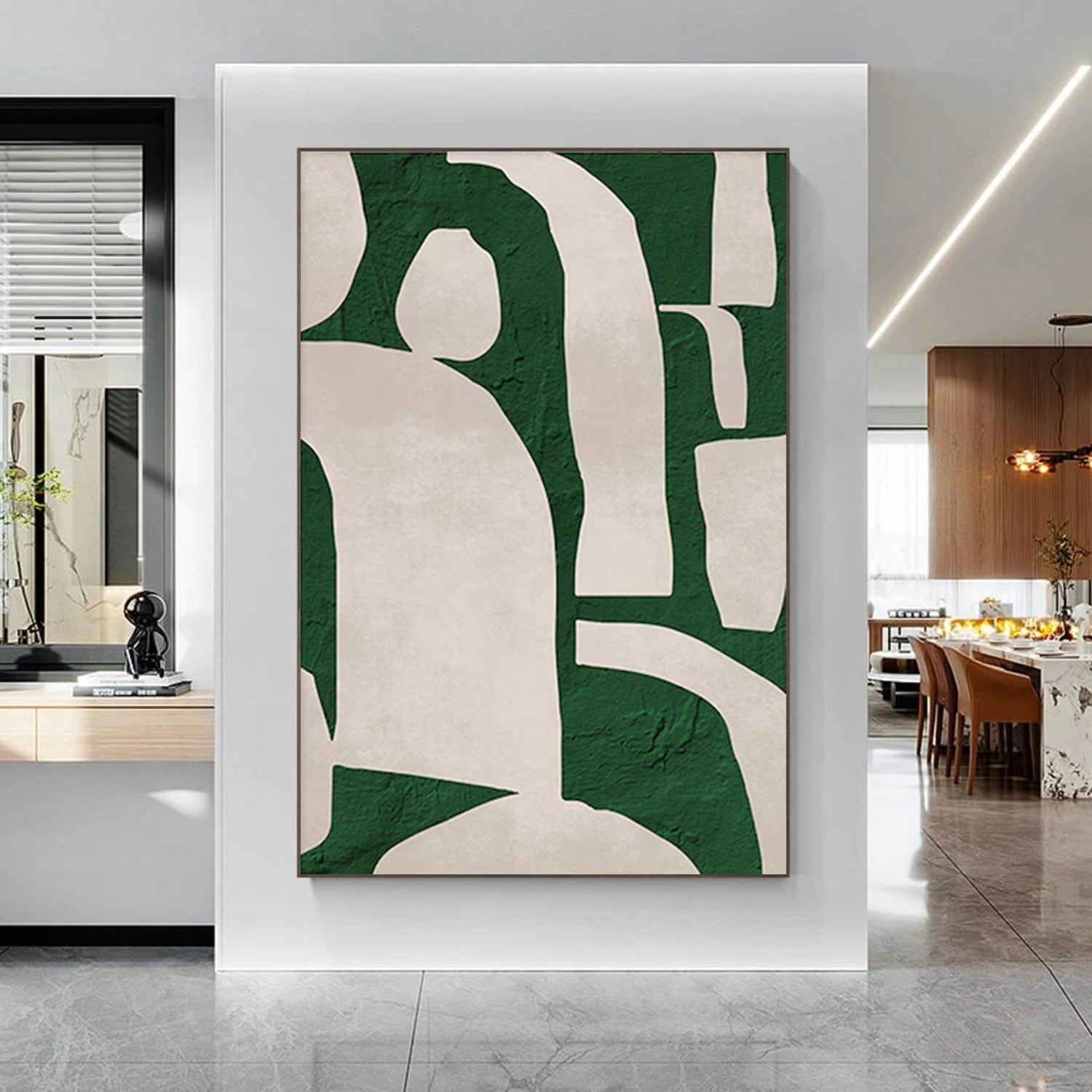 Beige and Green Minimalist Canvas Art #WM136
