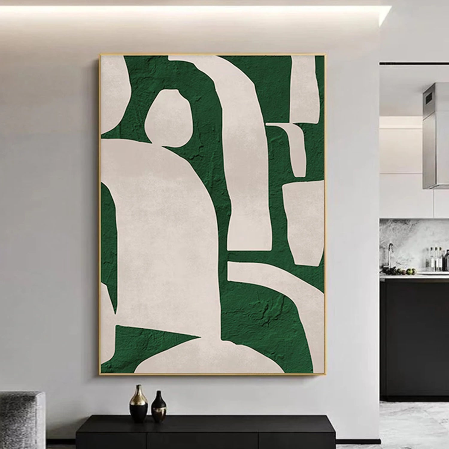 Beige and Green Minimalist Canvas Art #WM136