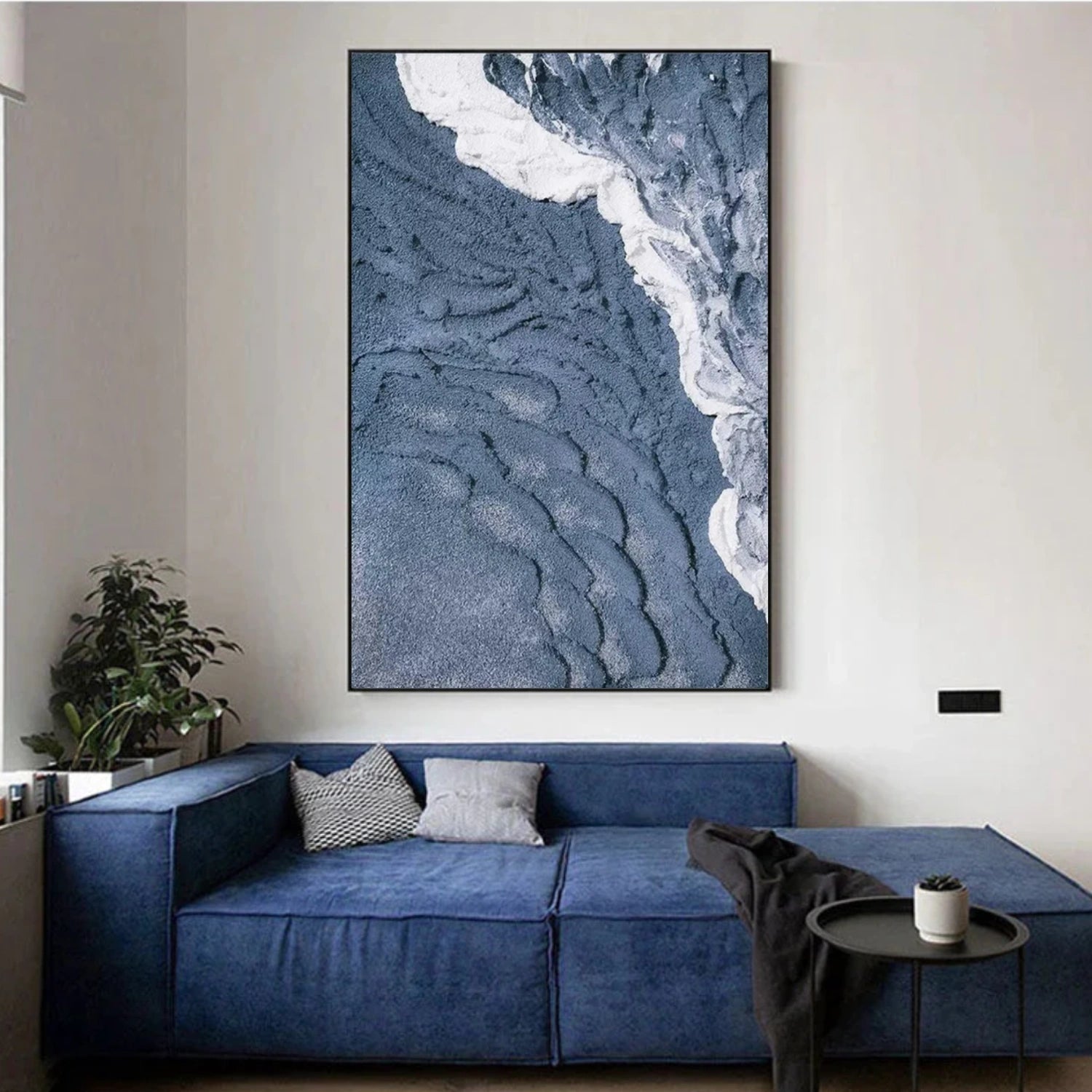 Blue Minimalist Textured Canvas Art #WM114