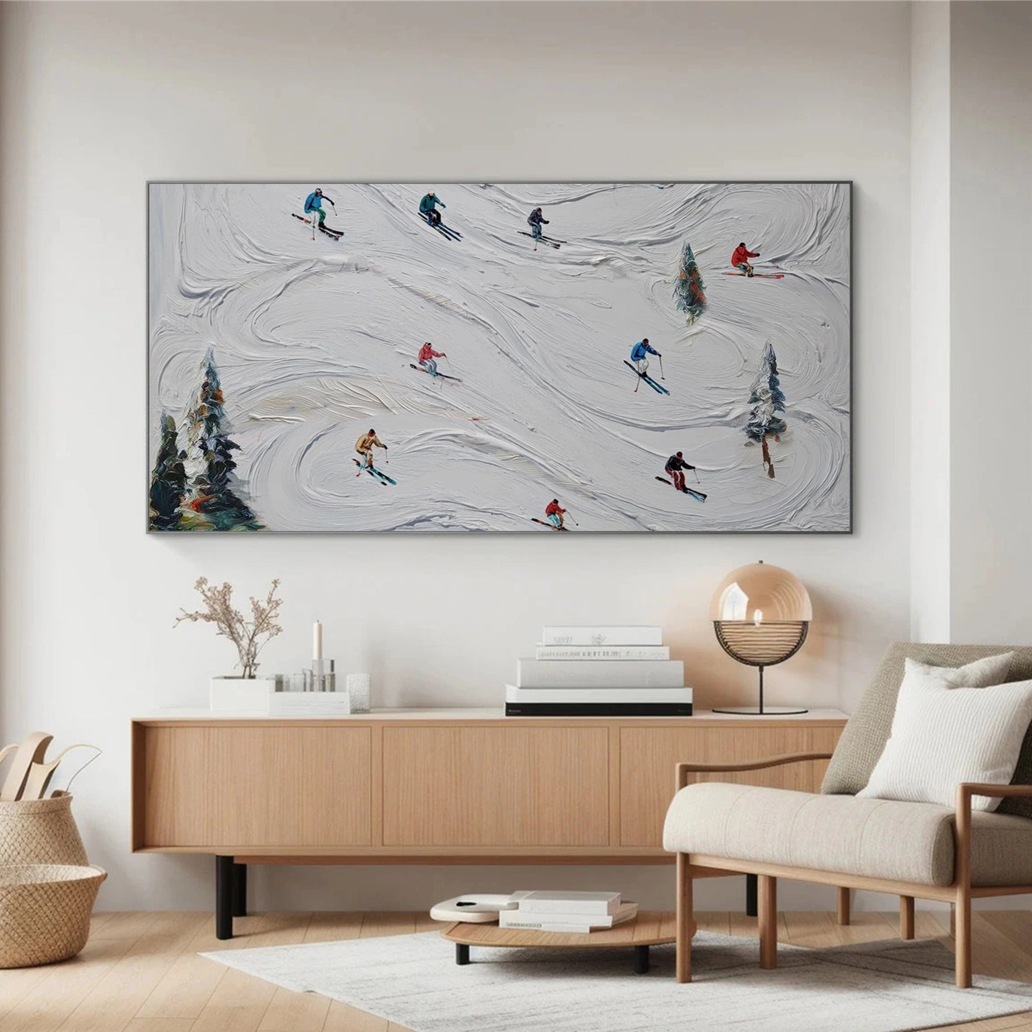 Skiing Sport Textured Canvas Painting #PB069