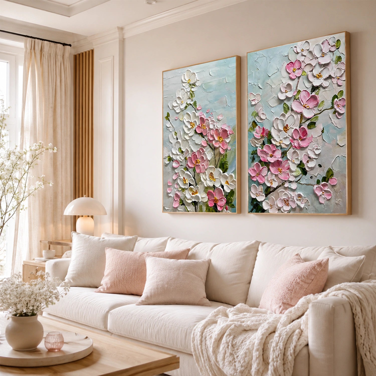 Abstract Flower And Tree Textured Canvas Art Set of 2 #MF215