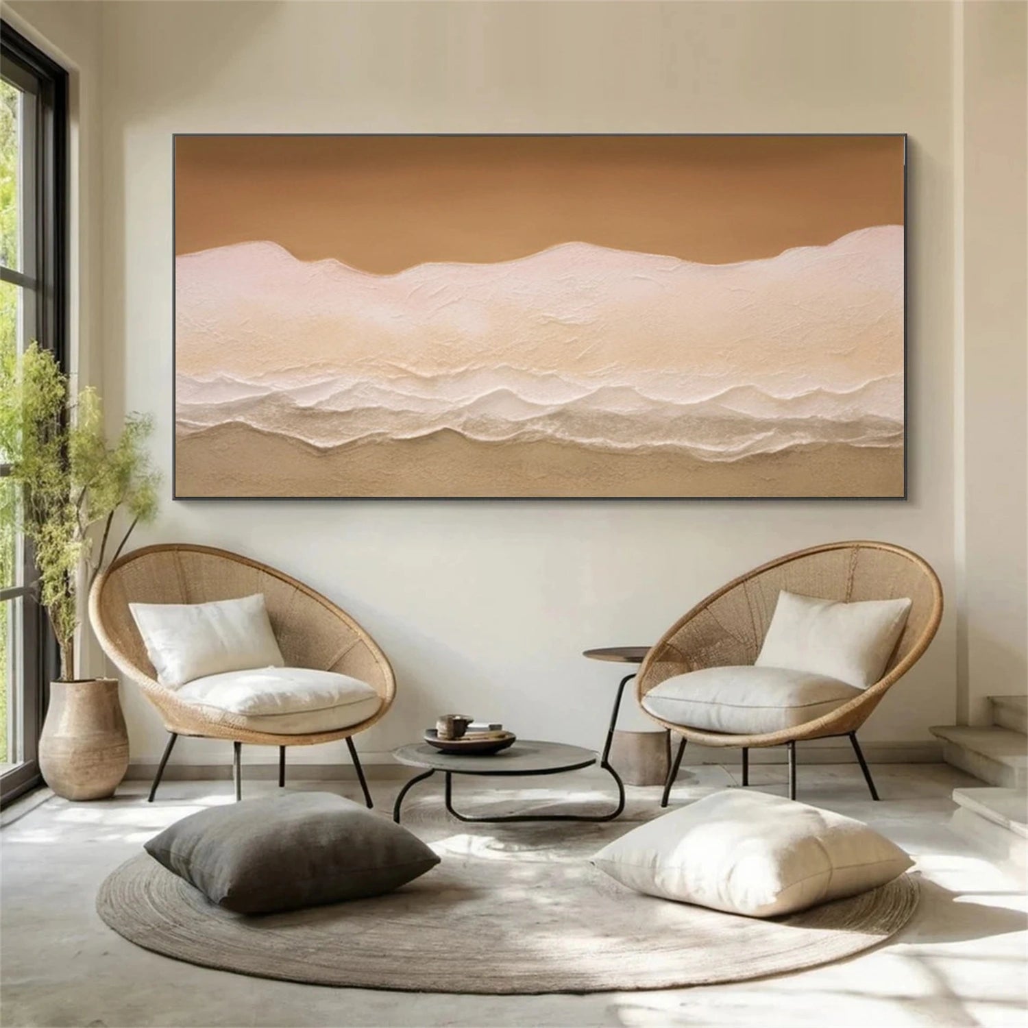 Minimalist Ocean And Sky Textured Canvas Art #OC179