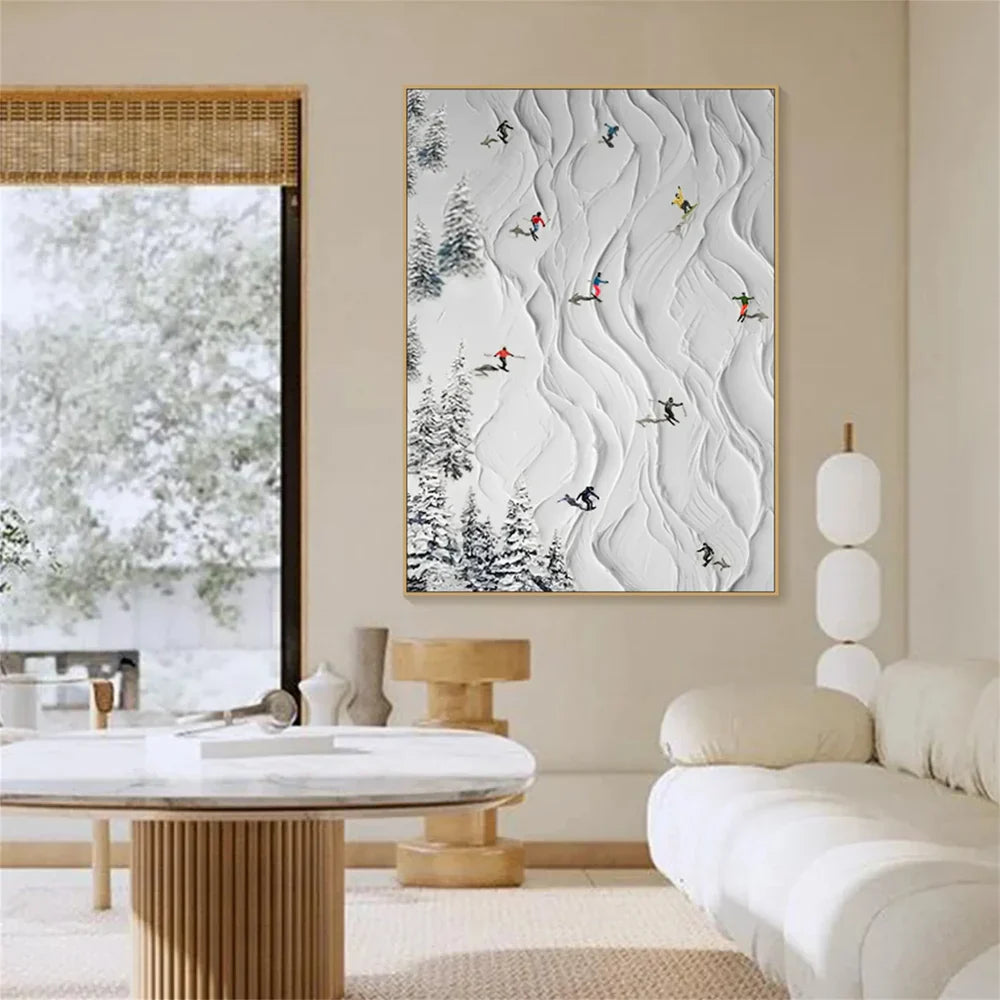 Skiing Sport Textured Canvas Painting #PB007