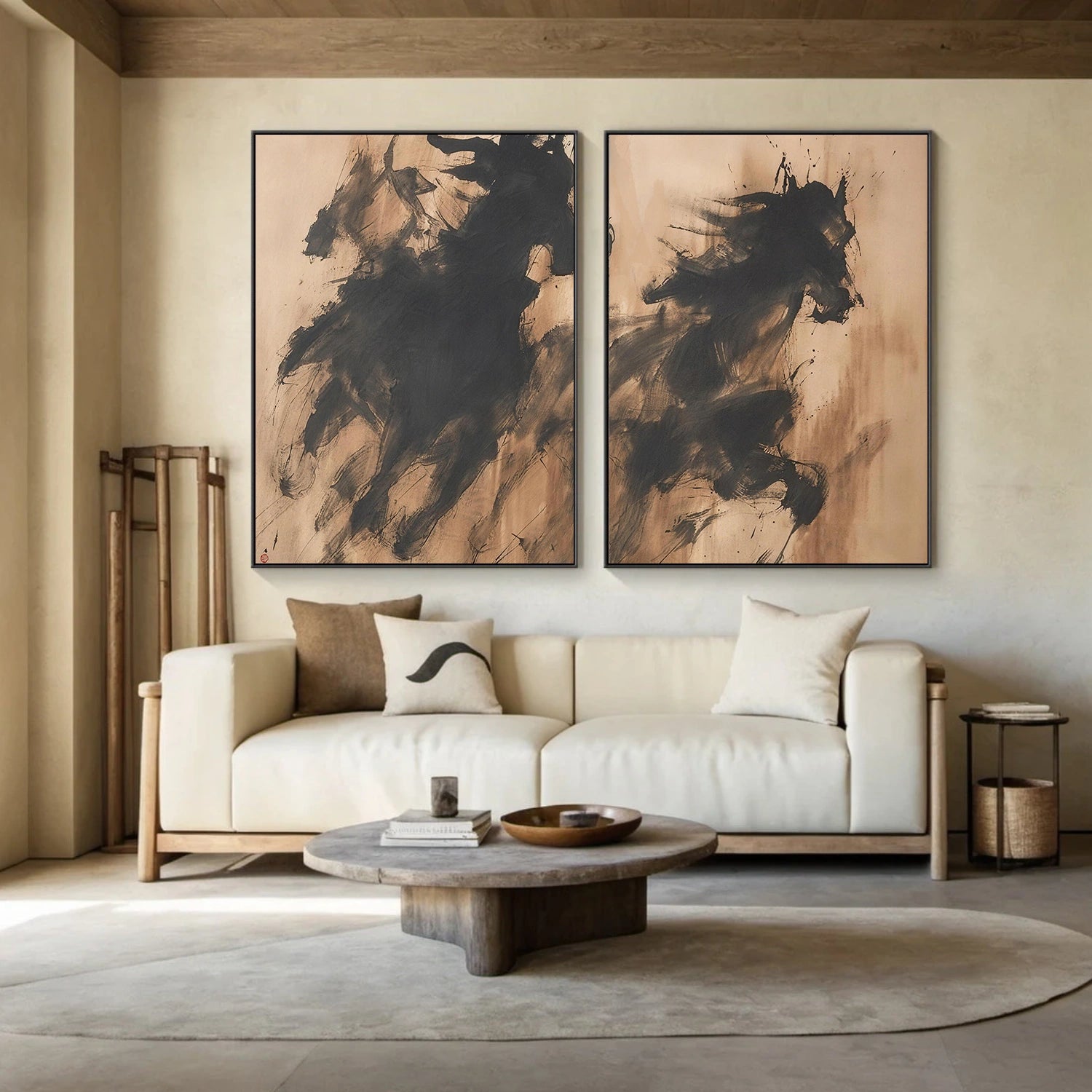 Abstract Animal Horse Canvas Art Set of 2 #DW119