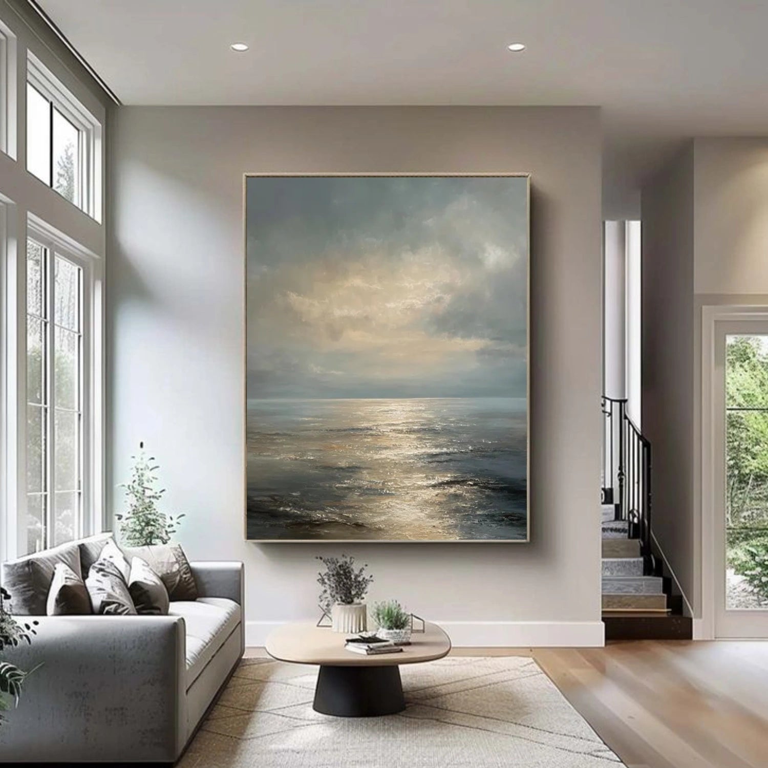 Abstract Ocean And Sky Canvas Art #OC099