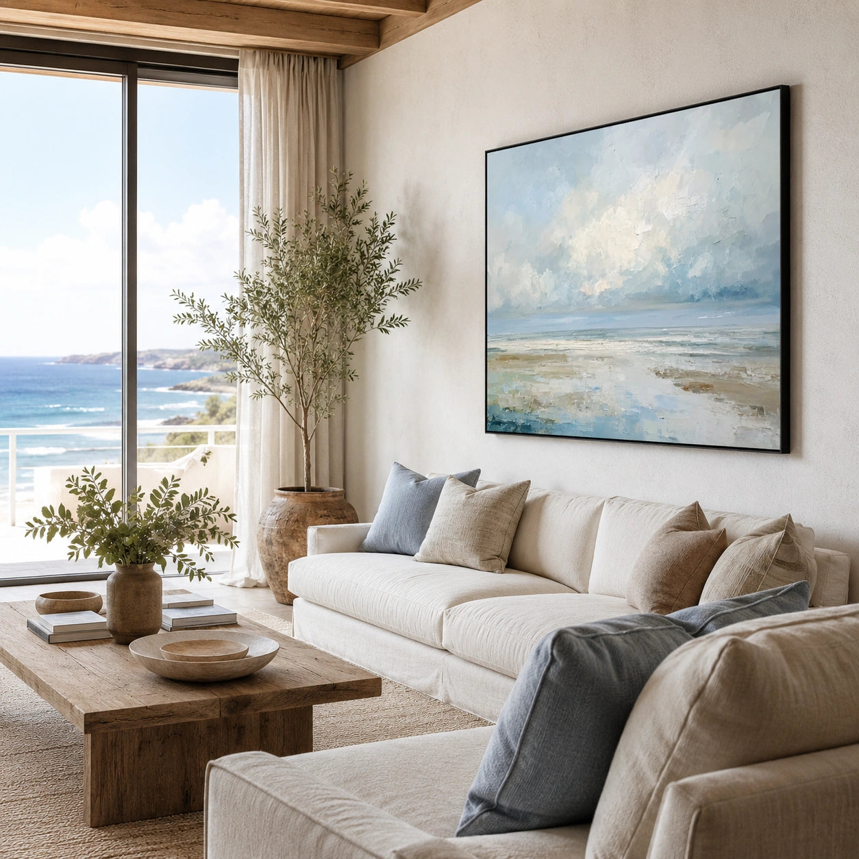 Abstract Ocean And Sky Canvas Art #OC212