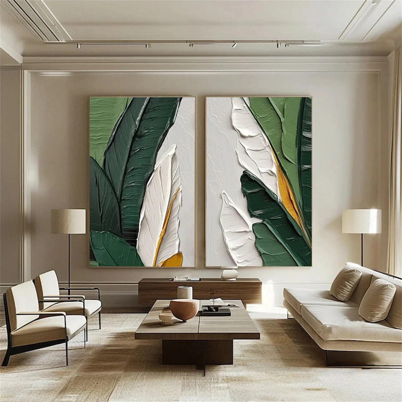 Abstract Flower And Tree Textured Canvas Art Set of 2 #MF045