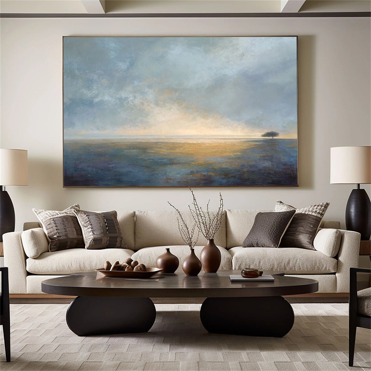 Abstract Ocean And Sky Canvas Art #OC176