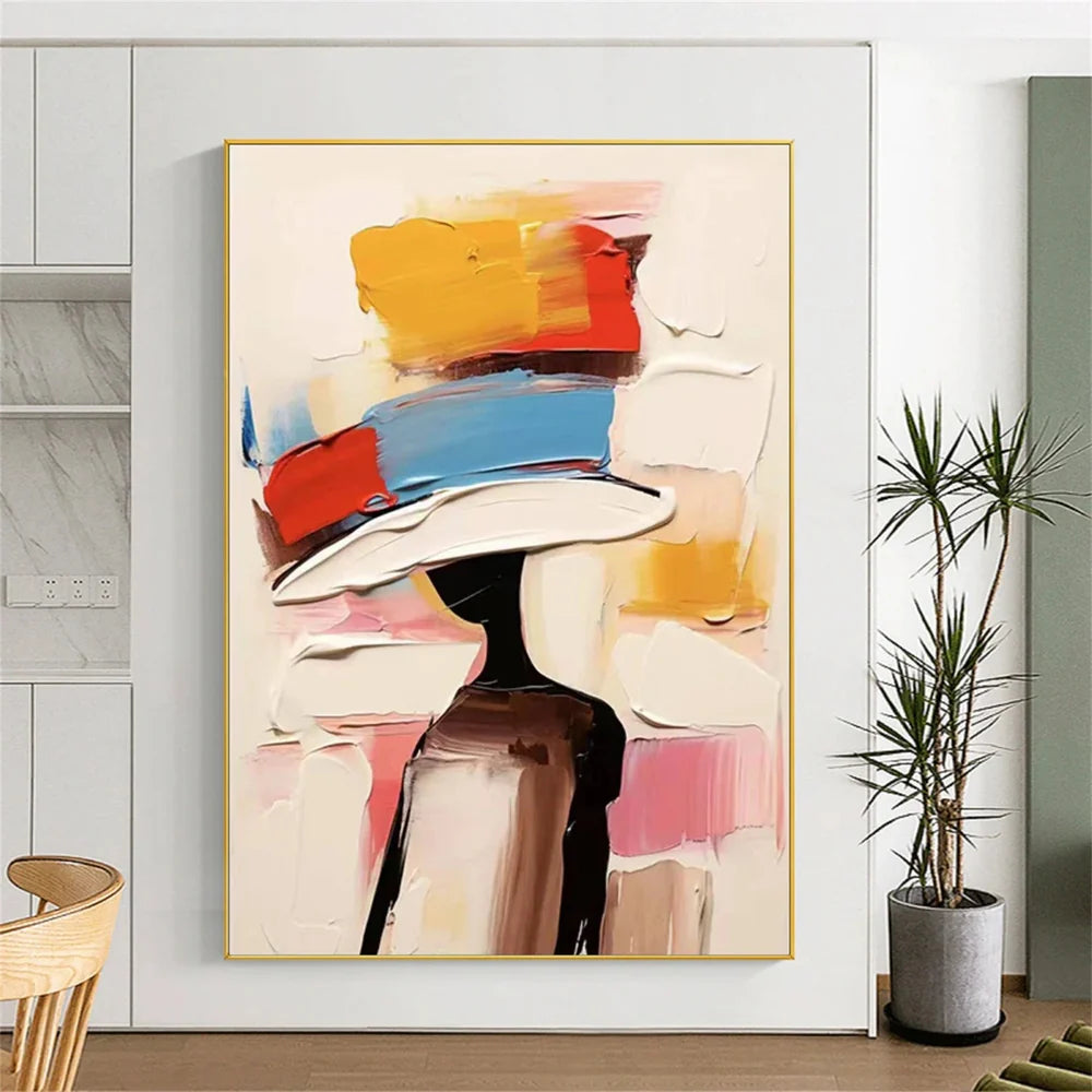 Colorful Abstract Portrait Textured Wall Art # LA010