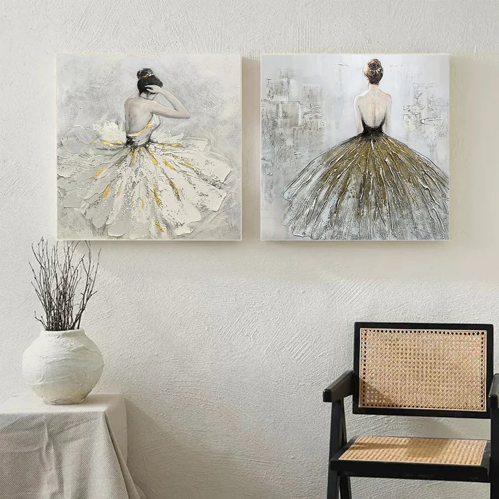 Abstract Portrait Textured Wall Art Square Set of 2 #LA024