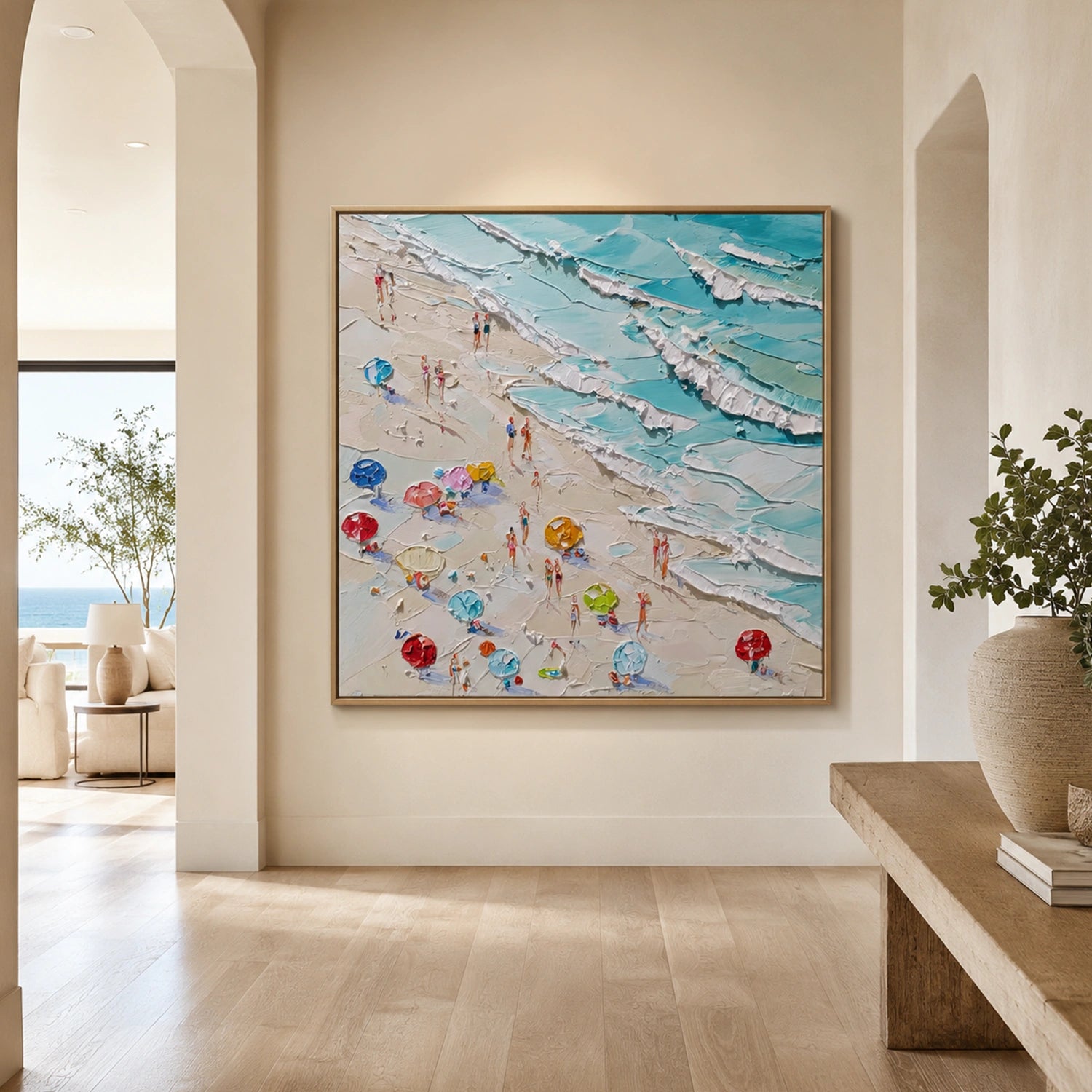 Abstract Ocean And Sky Textured Canvas Art #OC196