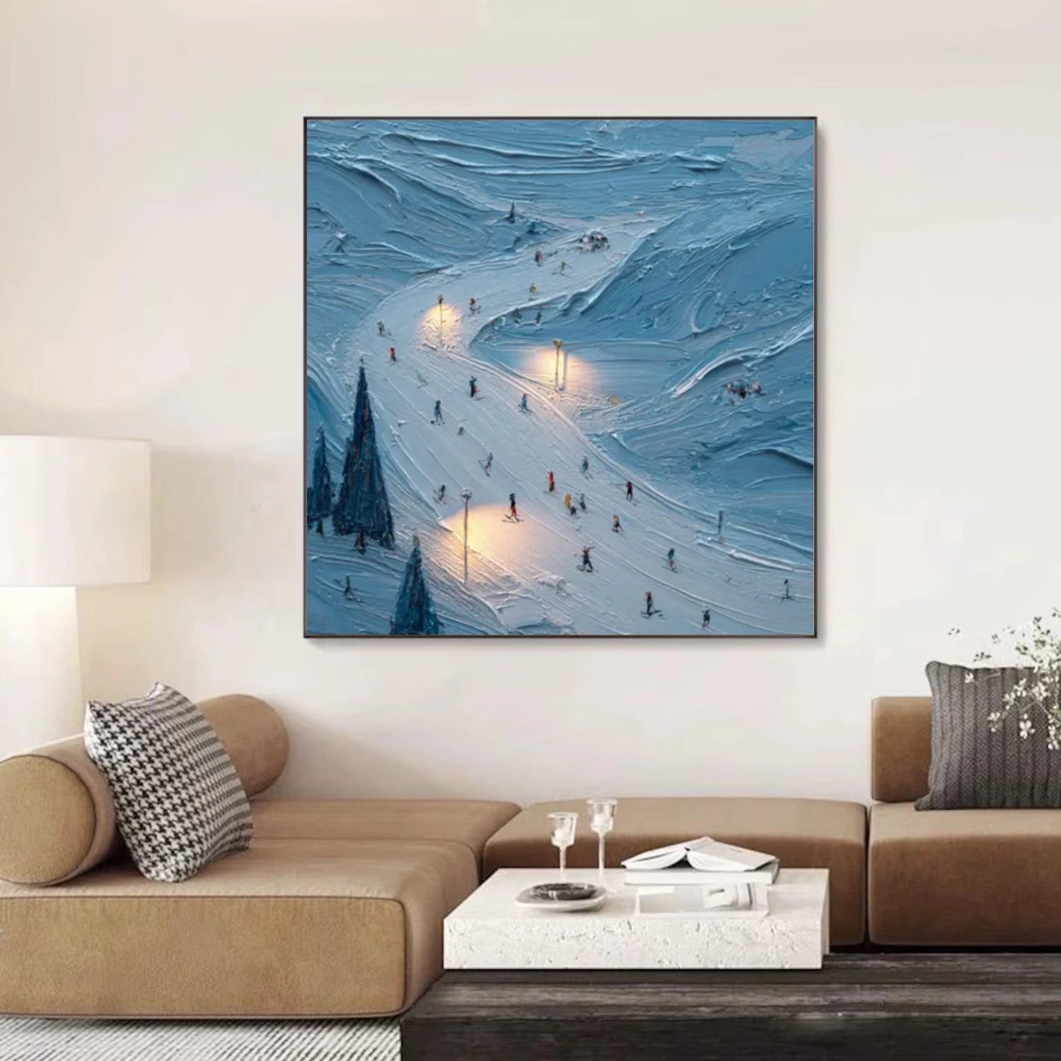 Skiing Sport Textured Canvas Painting #PB034