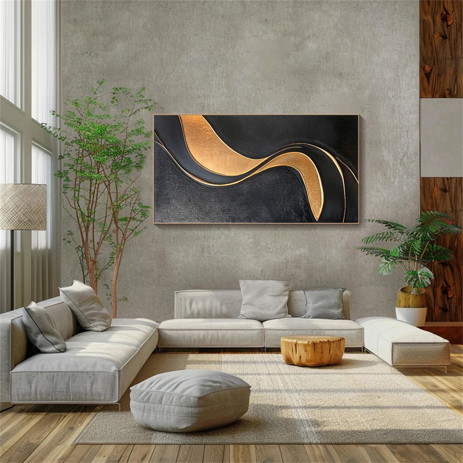 Black Minimalist Textured Canvas Art #WZ126