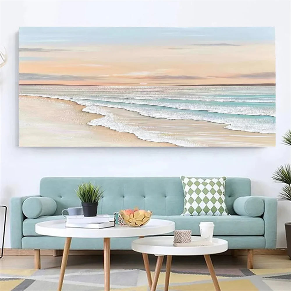 Abstract Ocean And Sky Textured Canvas Art #OC038