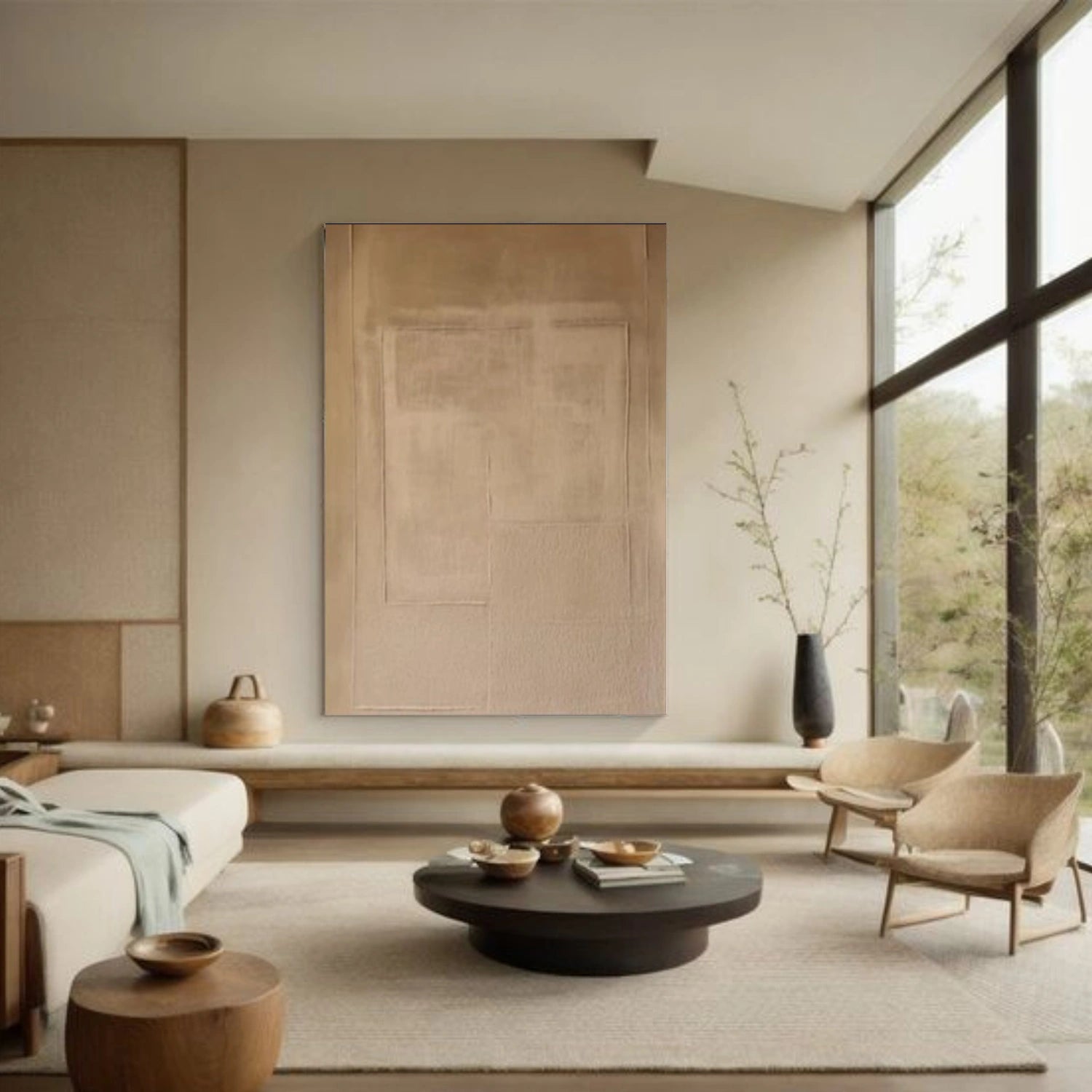 Beige and Brown Wabi Sabi Wall Art #VS176