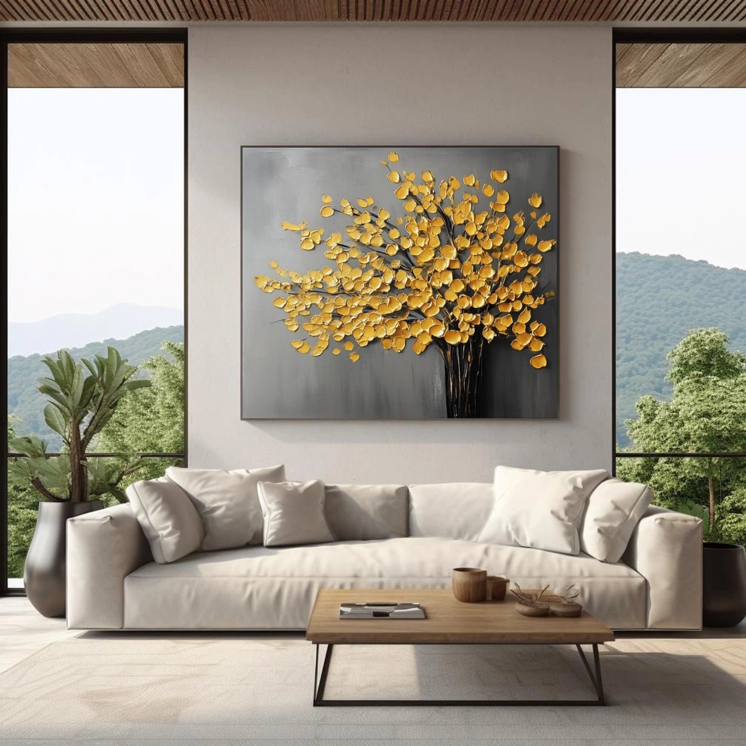 Abstract Flower And Tree Textured Canvas Art  #MF152