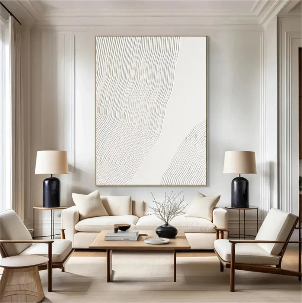 White Minimalist Textured Wall Art #WM076